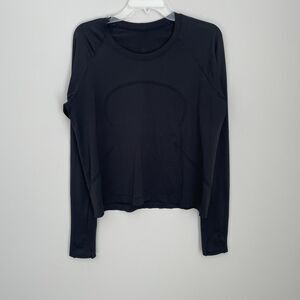 Lululemon Size 14 Black Long Sleeve Swiftly Shirt Workout Athletic Thumbholes